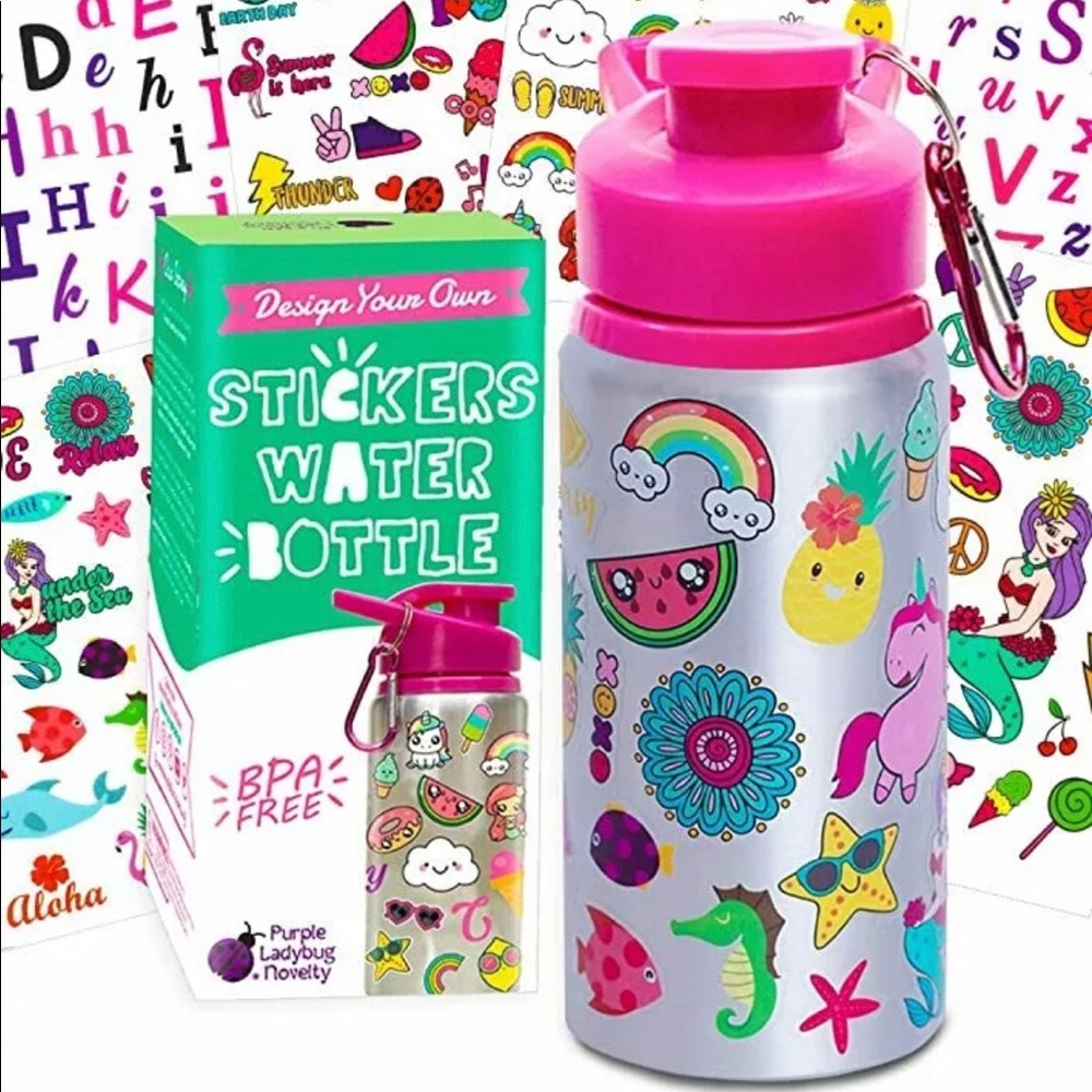 Kids Childrens Stickers Water Bottle Design